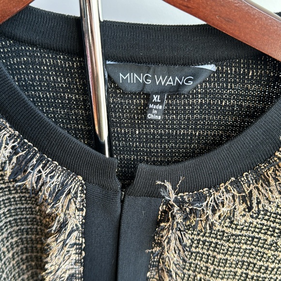 Ming Wang XL Eyelash-Trim Tweed Knit Sweater Jacket - Picture 8 of 10